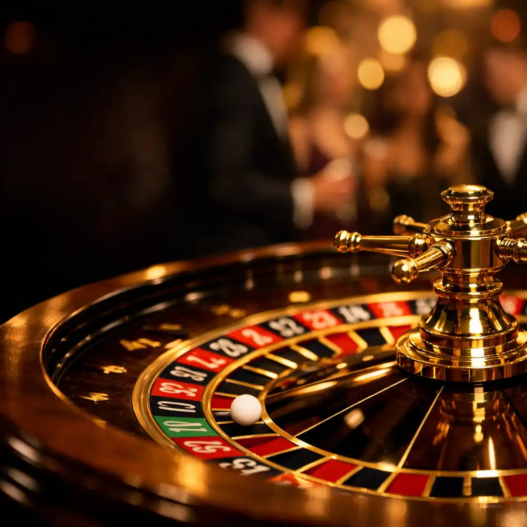 Close-up of a roulette table at an elegant event